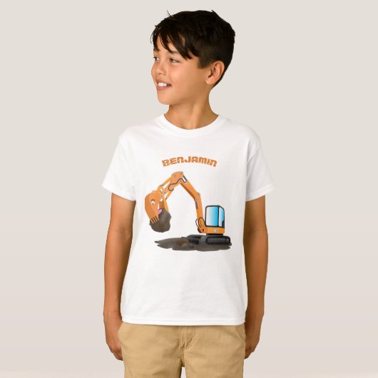 Cartoon für niedlich-orange-Bagger T-Shirt (Vorne ganz)