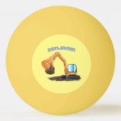 Cartoon für niedlich-orange-Bagger Tischtennisball (Rückseite)