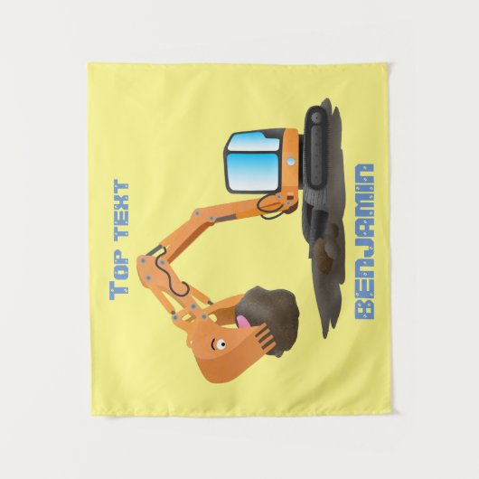 Cartoon für niedlich-orange-Bagger Wandteppich (Vorderseite)