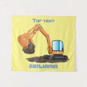 Cartoon für niedlich-orange-Bagger Wandteppich (Vorderseite (Horizontal))