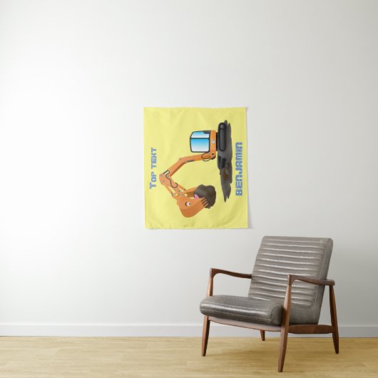 Cartoon für niedlich-orange-Bagger Wandteppich (Beispiel)