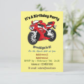 Cartoon für niedliche Motorräder Einladung (Stehend Vorderseite)