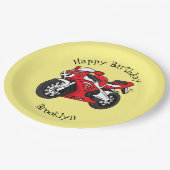 Cartoon für niedliche Motorräder Pappteller (Schrägansicht)