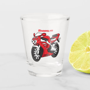 Cartoon für niedliche Motorräder Schnapsglas