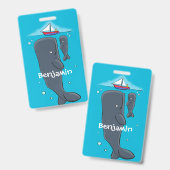 Cartoon für niedliche Wale und Segelboote Ausweis (Front & Back)