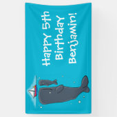 Cartoon für niedliche Wale und Segelboote Banner (Vertikal)