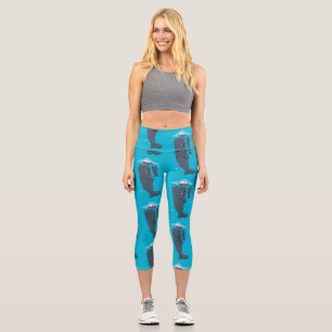 Cartoon für niedliche Wale und Segelboote Capri Leggings