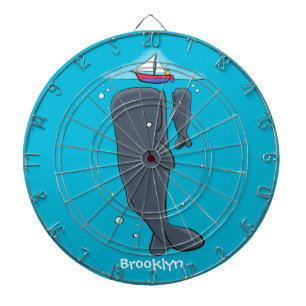 Cartoon für niedliche Wale und Segelboote Dartscheibe