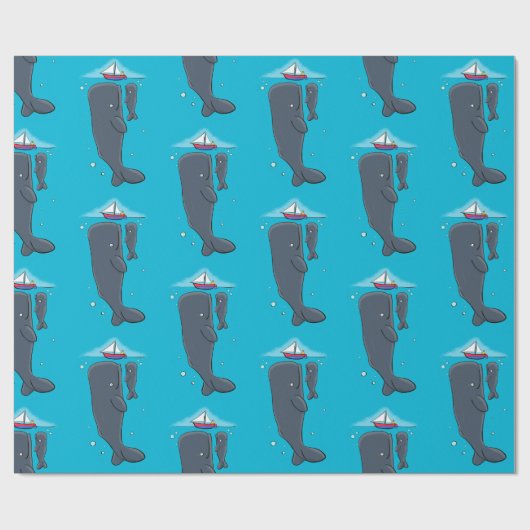 Cartoon für niedliche Wale und Segelboote Geschenkpapier (Flach)