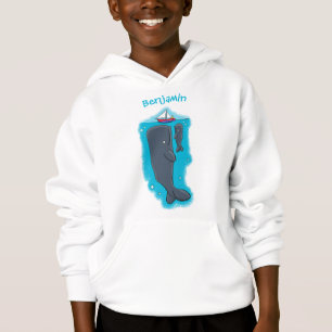 Cartoon für niedliche Wale und Segelboote Hoodie