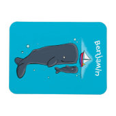 Cartoon für niedliche Wale und Segelboote Magnet (Horizontal)