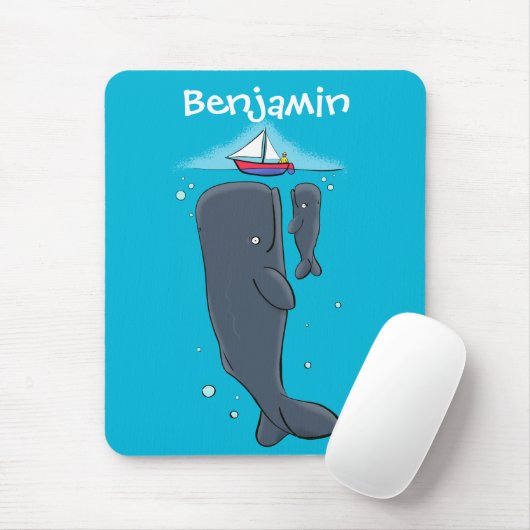 Cartoon für niedliche Wale und Segelboote Mousepad (Mit Mouse)