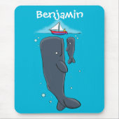 Cartoon für niedliche Wale und Segelboote Mousepad (Vorne)