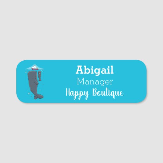 Cartoon für niedliche Wale und Segelboote Namensschild (Vorderseite)