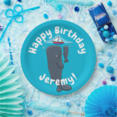 Cartoon für niedliche Wale und Segelboote Pappteller (Party)