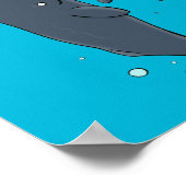 Cartoon für niedliche Wale und Segelboote Poster (Ecke)