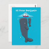 Cartoon für niedliche Wale und Segelboote Postkarte (Vorne/Hinten)