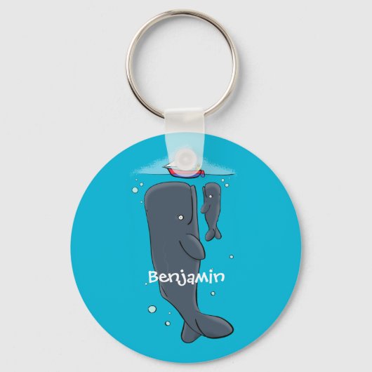 Cartoon für niedliche Wale und Segelboote Schlüsselanhänger (Vorderseite)