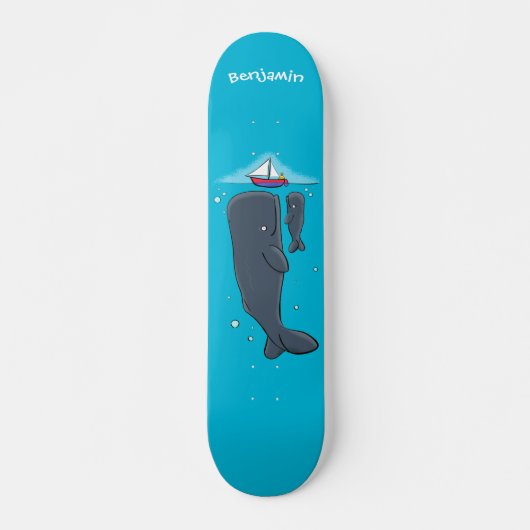 Cartoon für niedliche Wale und Segelboote Skateboard (Vorne)
