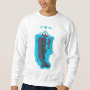 Cartoon für niedliche Wale und Segelboote Sweatshirt