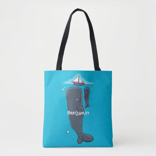 Cartoon für niedliche Wale und Segelboote Tasche (Vorderseite)