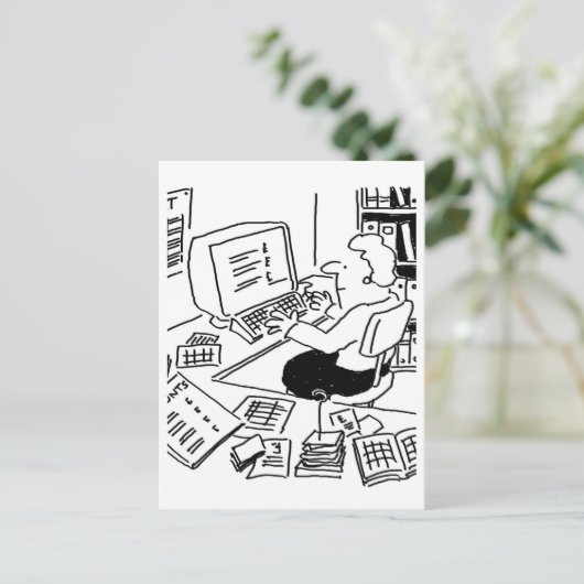 Cartoon für Rechnungswesen oder Office-Mitarbeiter Postkarte (Stehend Vorderseite)