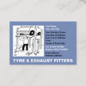 Cartoon für Reifen und Abgasanlagen Visitenkarte (Vorderseite)