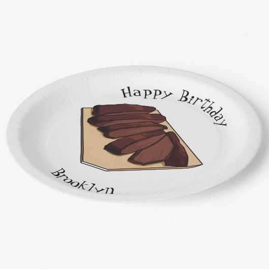 Cartoon für Rindenbrust Pappteller (Schrägansicht)