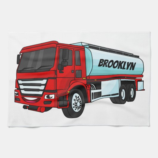 Cartoon für Tankwagen Geschirrtuch (Horizontal)