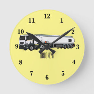 Cartoon für Tankwagen Runde Wanduhr