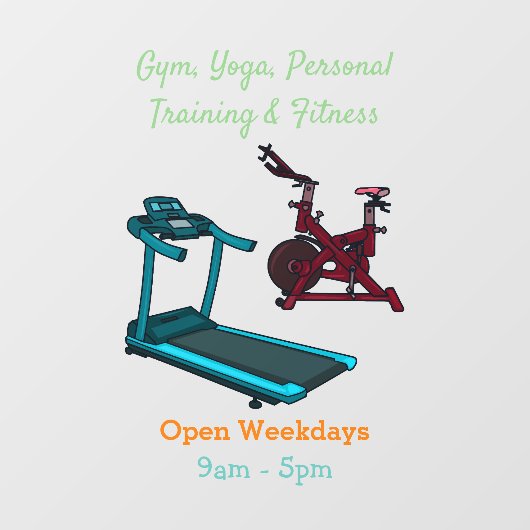 Cartoon für Treadmill und Spinnerbike Fensteraufkleber (Blatt)