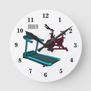 Cartoon für Treadmill und Spinnerbike Runde Wanduhr