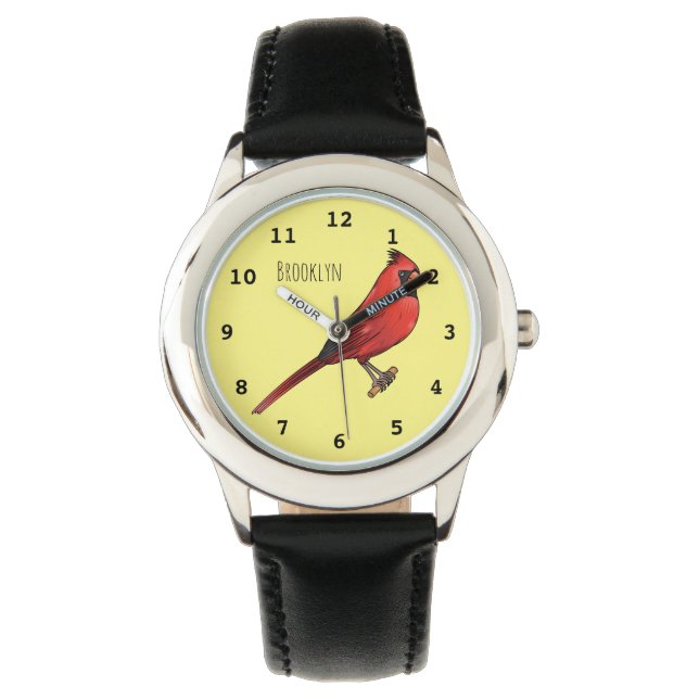 Cartoon für Vogelarten im nördlichen Kardinal Armbanduhr (Vorderseite)