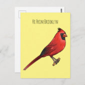 Cartoon für Vogelarten im nördlichen Kardinal Postkarte (Vorne/Hinten)