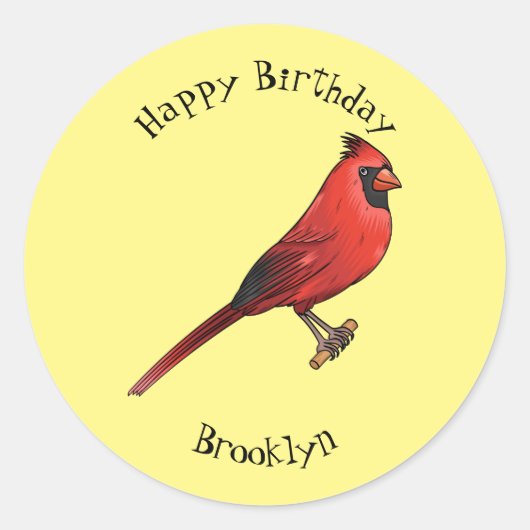 Cartoon für Vogelarten im nördlichen Kardinal Runder Aufkleber (Vorderseite)