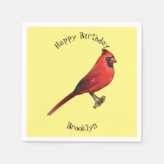 Cartoon für Vogelarten im nördlichen Kardinal Serviette (Vorderseite)