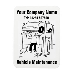 Cartoon für Wartung und Reparatur von Kraftfahrzeu Magnet