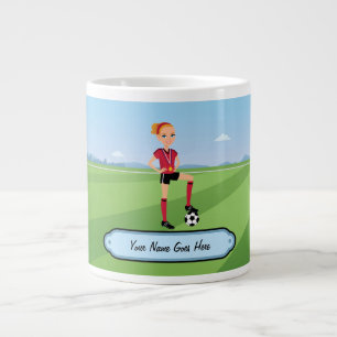 Cartoon-Fußball-Spieler-Tasse für Mädchen Jumbo-Tasse