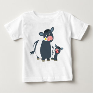 Cartoon Galloway Cow & Calf Baby T - Shirt
