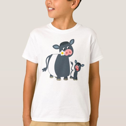 Cartoon Galloway Kuh & Calf Kinder T - Shirt (Vorderseite)