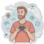 Cartoon Gamer Character Illustration Aufkleber (Vorderseite)