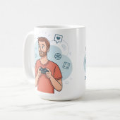 Cartoon Gamer Character Illustration Kaffeetasse (Vorderseite Links)
