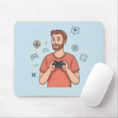 Cartoon Gamer Character Illustration Mousepad (Mit Mouse)