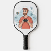Cartoon Gamer Character Illustration Pickleball Schläger (Vorderseite)
