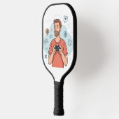 Cartoon Gamer Character Illustration Pickleball Schläger (Links)