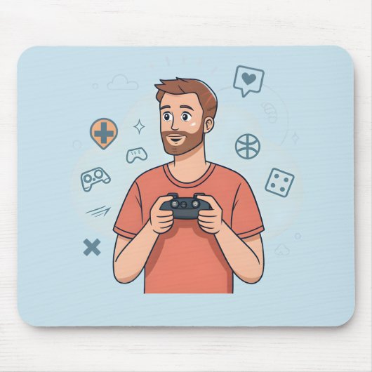 Cartoon-Gamer-Charakterillustration Mousepad (Vorne)