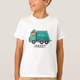 Cartoon Garbage/Gerecycelt LKW mit Kindername T-Shirt