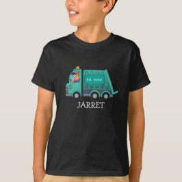 Cartoon Garbage/Gerecycelt LKW mit Kindername T-Shirt