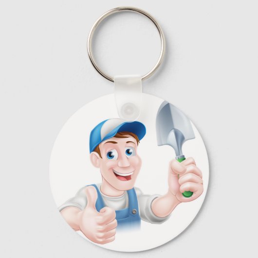 Cartoon Gardener Schlüsselanhänger (Vorderseite)