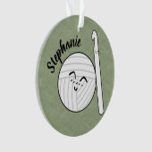 Cartoon Garnball & Crochet Hook + Name Ornament (Vorderseite)